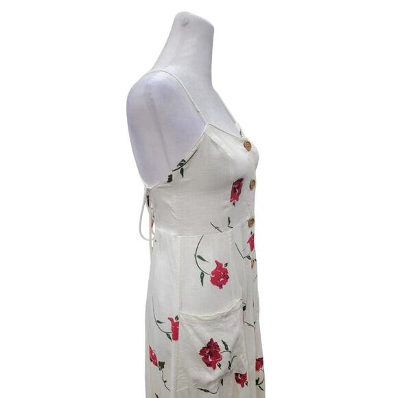 Princess Polly Women's Floral Print‎ Button Down Midi Dress Size 4 White Red - Picture 14 of 16